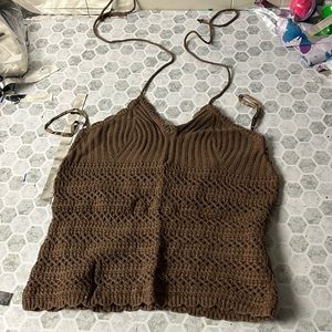 Old Navy Small Brown Crochet Halter Top Tank Top